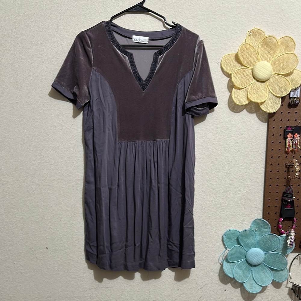 Purple Pleated Mini Dress with V-Neck